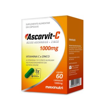 ASCORVIT-C ACIDO ASCORBICO + ZINCO 1000Mg 60 CPS Maxinutri