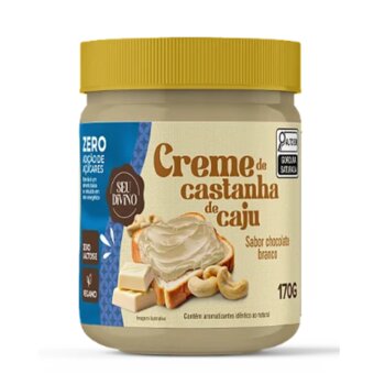 CREME ZERO ACUCAR S/ GLUTEN VEGANO - CASTANHA DE CAJU SABOR CHOC BRANCO SEU DIVINO 170G