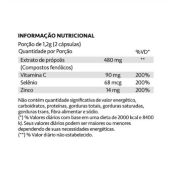 EXTRATO DE PROPOLIS + VIT C/ZINCO/SELENIO PROPOMUNE  60CPS 400MG MAXINUTRI