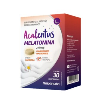 ACALENTUS MELATONINA 30CPR MASTIGAVEL CAMOMILA MAXINUTRI