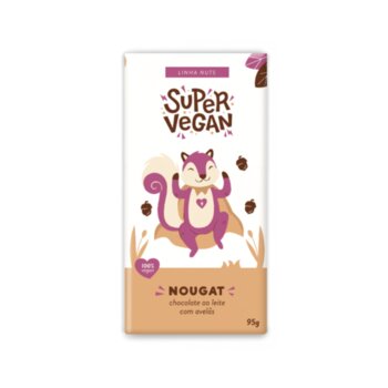 BARRA CHOCOLATE AO LEITE COM AVELAS NOUGAT 95G SUPER VEGAN