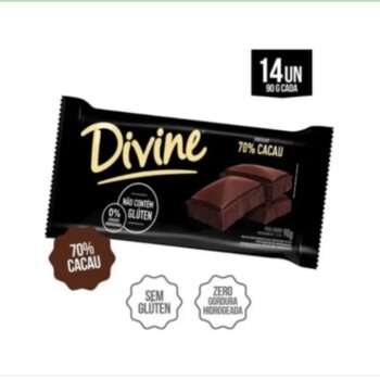 BARRA DE CHOCOLATE AMARGO 70% CACAU S/ GLUTEN DISPLAY 14X90G DIVINE