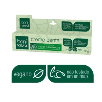 CREME DENTAL COM OLEOS NATURAIS DE MENTA E MELALEUCA 90G BONI NATURAL