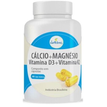 Calcio + Magnesio (Vitamina D + Vitamina K2) 500mg 60 Capsulas Nattubras