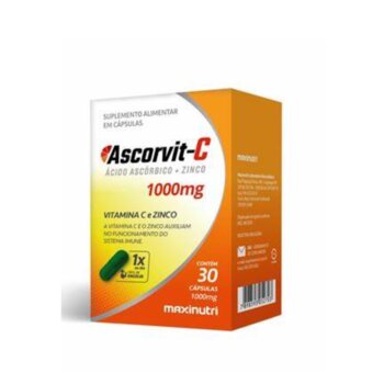 Ascorvit-C Acido Ascorbico + Zinco 1000Mg 30 Capsulas MAXINUTRI