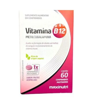 VITAMINA B12 60CPR MASTIGAVEIS FRUTAS VERMELHAS MAXINUTRI 9,95Mcg