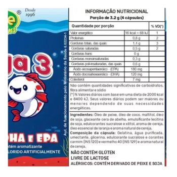 Omega 3 Kids 60cps 450mg mastigavel sabor Cereja UNILIFE