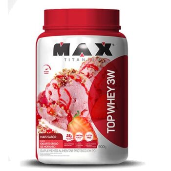 TOP WHEY 3W MAIS PERFORMANCE 900G MORANGO MAX TITANIUM