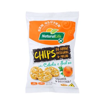 CHIPS INTEGRAL DE ARROZ E MILHO SABOR CEBOLA E SALSA 70G NATURAL LIFE