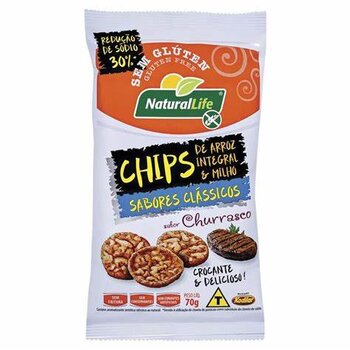 CHIPS INTEGRAL DE ARROZ E MILHO SABOR CHURRASCO 70g Natural Life