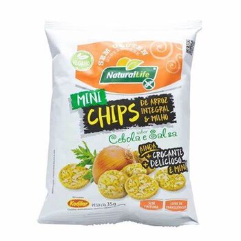 MINI CHIPS INTEGRAL DE ARROZ E MILHO SABOR CEBOLA E SALSA 35G NATURAL LIFE