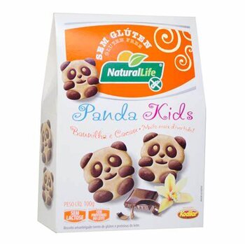 BISCOITO PANDA KIDS S/ GLUTEN S/ LACTOSE SABOR LEITE C/ MORANGO 100G NATURAL LIFE