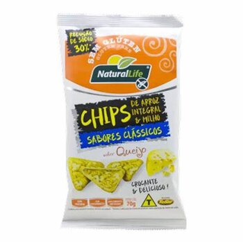 CHIPS INTEGRAL DE ARROZ E MILHO SABOR QUEIJO 70G NATURAL LIFE