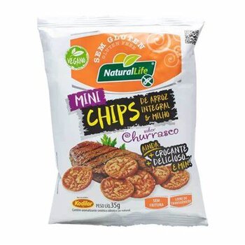 MINI CHIPS INTEGRAL DE ARROZ E MILHO SABOR CHURRASCO 35G NATURAL LIFE