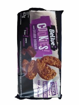 COOKIES DOUBLE CHOCOLATE ZERO ACUCAR, GLUTEN E LACTOSE 67G BELIVE