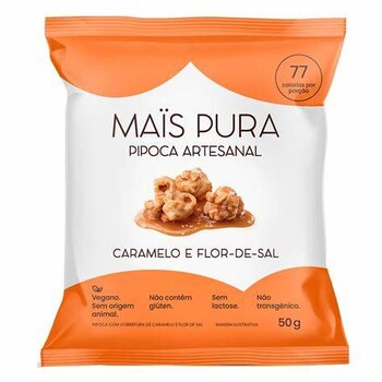 PIPOCA ARTESANAL SABOR CARAMELO & FLOR DE SAL 50G MAIS PURA