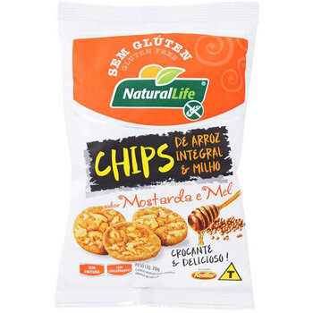 Chips Integral de Arroz e Milho sabor Mostarda e Mel 70g Natural Life