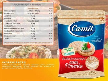 MINI BISCOITO DE ARROZ INTEGRAL SABOR PIMENTA 150g CAMIL