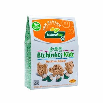 BICOITO BICHINHO KIDS SABOR BEIJINHO VEGANO S/ GLUTEN 80G NATURAL LIFE